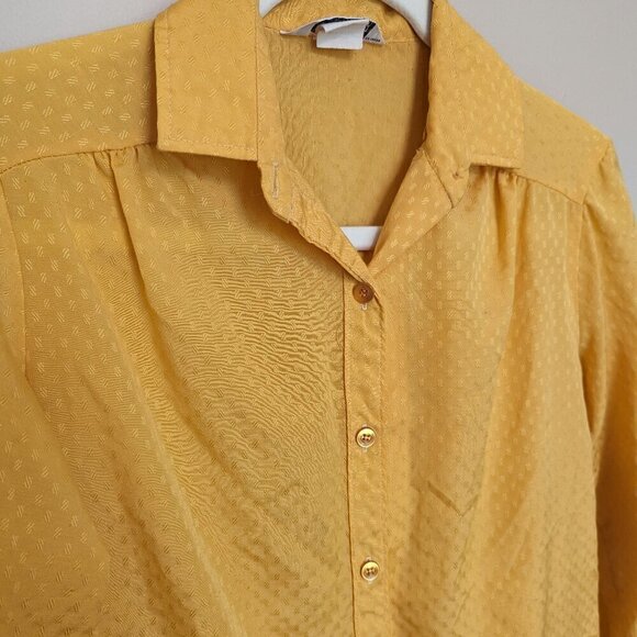 VINTAGE Miss Fashionality yellow long sleeve blouse 70s 80s - Picture 2 of 10